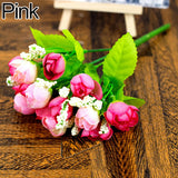 15 Heads/1 Bouquet Handmade Wedding Party Home Decoration Artificial Rose Flowers