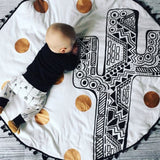 Newborn Baby Kids Crawling Blanket Round Animal Pattern Print Carpet Floor Mat