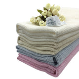 Baby Newborn Soft Warm Cotton Solid Color Knitted Crochet Rectangle Blankets