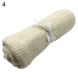 Baby Newborn Soft Warm Cotton Solid Color Knitted Crochet Rectangle Blankets