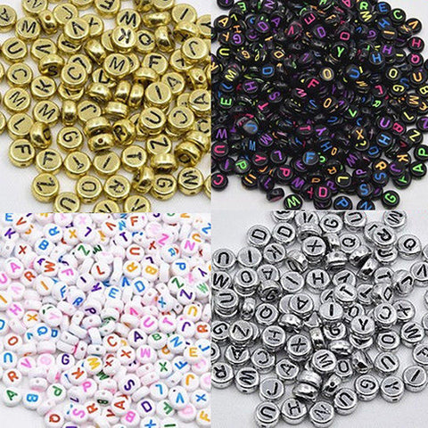 100 Pcs Spacer Acrylic Beads Cube Alphabet Letter Bracelet Jewelry Making DIY