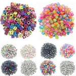 100 Pcs Spacer Acrylic Beads Cube Alphabet Letter Bracelet Jewelry Making DIY