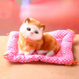 Simulation Doll Stuffed Toy Sleeping Cat with Sound Birthday Gift Desk Decor