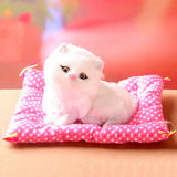 Simulation Doll Stuffed Toy Sleeping Cat with Sound Birthday Gift Desk Decor