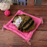 Simulation Doll Stuffed Toy Sleeping Cat with Sound Birthday Gift Desk Decor