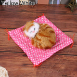 Simulation Doll Stuffed Toy Sleeping Cat with Sound Birthday Gift Desk Decor