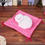 Simulation Doll Stuffed Toy Sleeping Cat with Sound Birthday Gift Desk Decor