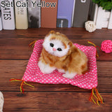 Simulation Doll Stuffed Toy Sleeping Cat with Sound Birthday Gift Desk Decor
