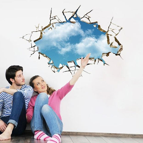 3D Home Room Decor Art Decals Blue Sky White Clouds Mural Wallpaper Wall Sticker