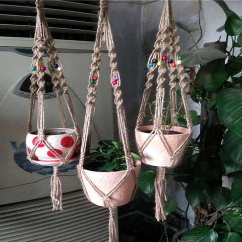 4 Legs Macrame Natural Plant Hanger Planter Basket Holder for Garden Balcony