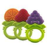 Baby Silicone Fruit Grape Strawberry Orange Teether Teething Chew Ring Toy Gift