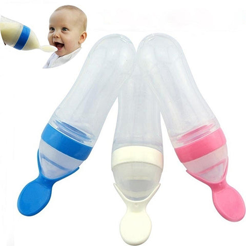 90ML Silicone Extrusion Type Feeding Spoon Rice Paste Feeding Bottle for Baby