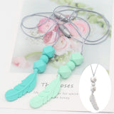 Baby Silicone Teether Feather Pendant Beads Teething Necklace Chain Chewing Toy