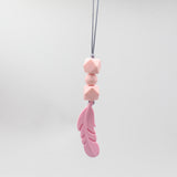 Baby Silicone Teether Feather Pendant Beads Teething Necklace Chain Chewing Toy