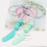 Baby Silicone Teether Feather Pendant Beads Teething Necklace Chain Chewing Toy