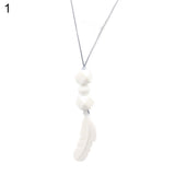 Baby Silicone Teether Feather Pendant Beads Teething Necklace Chain Chewing Toy