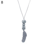 Baby Silicone Teether Feather Pendant Beads Teething Necklace Chain Chewing Toy