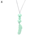 Baby Silicone Teether Feather Pendant Beads Teething Necklace Chain Chewing Toy