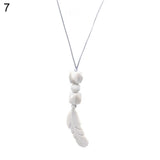 Baby Silicone Teether Feather Pendant Beads Teething Necklace Chain Chewing Toy