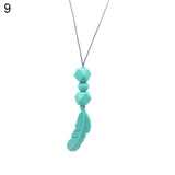 Baby Silicone Teether Feather Pendant Beads Teething Necklace Chain Chewing Toy