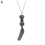 Baby Silicone Teether Feather Pendant Beads Teething Necklace Chain Chewing Toy