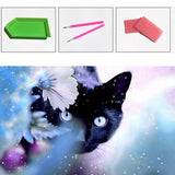 Lovely DIY Black Cat Flower Handmade Wall Artificial Diamond Painting Room Decor