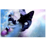 Lovely DIY Black Cat Flower Handmade Wall Artificial Diamond Painting Room Decor