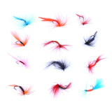 12Pcs/Set Feathered Artificial Dry Fly Fish Hooks Lure Bait Fishing Tackle