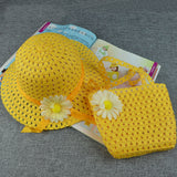 Summer Beach Little Princess Baby Kids Girl Flower Straw Sun Hat and Bag Gift