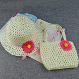 Summer Beach Little Princess Baby Kids Girl Flower Straw Sun Hat and Bag Gift
