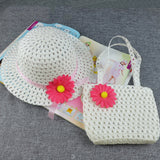 Summer Beach Little Princess Baby Kids Girl Flower Straw Sun Hat and Bag Gift