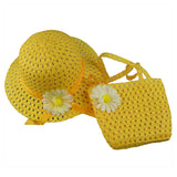 Summer Beach Little Princess Baby Kids Girl Flower Straw Sun Hat and Bag Gift