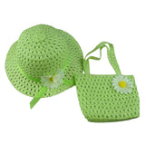 Summer Beach Little Princess Baby Kids Girl Flower Straw Sun Hat and Bag Gift