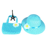 Summer Beach Little Princess Baby Kids Girl Flower Straw Sun Hat and Bag Gift