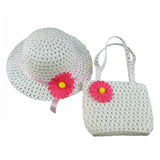 Summer Beach Little Princess Baby Kids Girl Flower Straw Sun Hat and Bag Gift