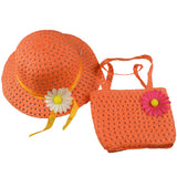 Summer Beach Little Princess Baby Kids Girl Flower Straw Sun Hat and Bag Gift