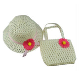 Summer Beach Little Princess Baby Kids Girl Flower Straw Sun Hat and Bag Gift