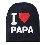 I Love Mama/Papa Letter Print Baby Boy Girl Beanie Cap Elastic Outdoor Skull Hat