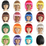 Women Fashion Short Straight Hair Full Cosplay Party Bob Hair Evening Party Wig