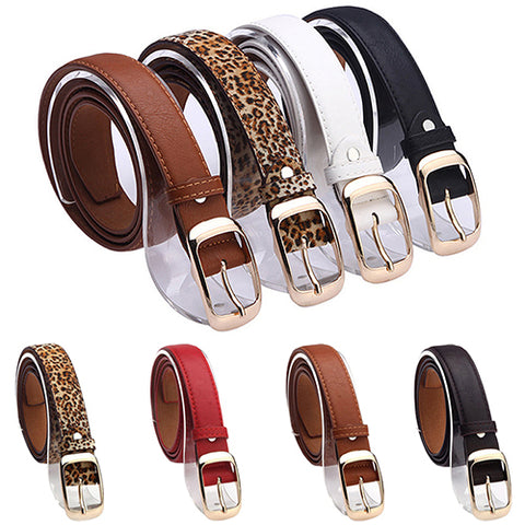 Women Fashion Paint Waist Belt Faux Leather Alloy Buckle Casual Waistband Strap - ENSEIGNE DENIS