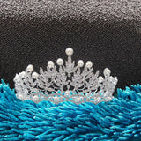 Shiny Faux Pearl Hollowed Rhinestone Inlaid Hair Crown Tiara Bride Wedding Decor