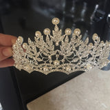 Shiny Faux Pearl Hollowed Rhinestone Inlaid Hair Crown Tiara Bride Wedding Decor