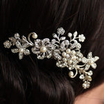 Women's Wedding Flower Rhinestone Faux Pearl Hair Clip Bridal Hair Comb Jewelry