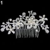 Women's Wedding Flower Rhinestone Faux Pearl Hair Clip Bridal Hair Comb Jewelry