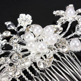 Women's Wedding Flower Rhinestone Faux Pearl Hair Clip Bridal Hair Comb Jewelry