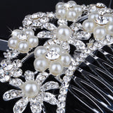 Women's Wedding Flower Rhinestone Faux Pearl Hair Clip Bridal Hair Comb Jewelry