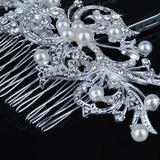 Women's Wedding Flower Rhinestone Faux Pearl Hair Clip Bridal Hair Comb Jewelry