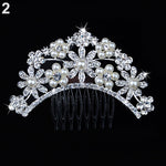 Women's Wedding Flower Rhinestone Faux Pearl Hair Clip Bridal Hair Comb Jewelry