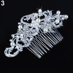 Women's Wedding Flower Rhinestone Faux Pearl Hair Clip Bridal Hair Comb Jewelry