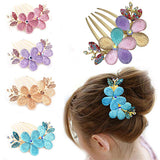 Women Fashion Floral Design Alloy Rhinestone Barrette Hair Clip Comb Hairpin